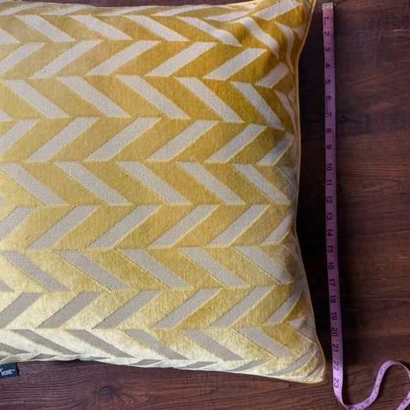 Celebrity Home Luxury Down Filled Yellow Chevron Velvet Pillow - Picture 5 of 5